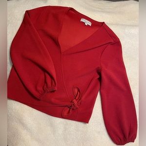 Madewell Texture & Thread Red Wrap Top